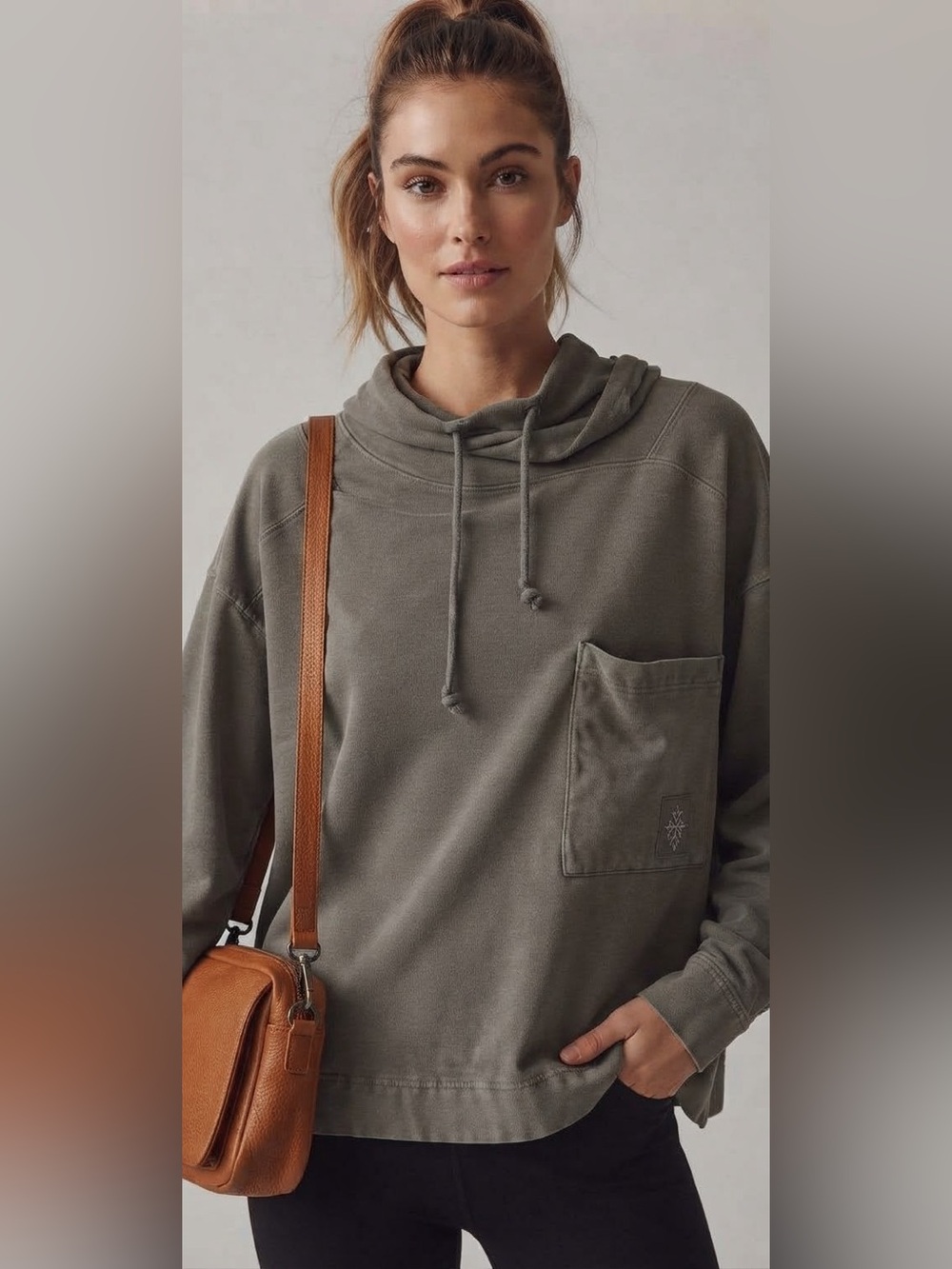 Free People FP Movement Hot Shot Gunmetal Grey Hooded Layer Pullover Size M